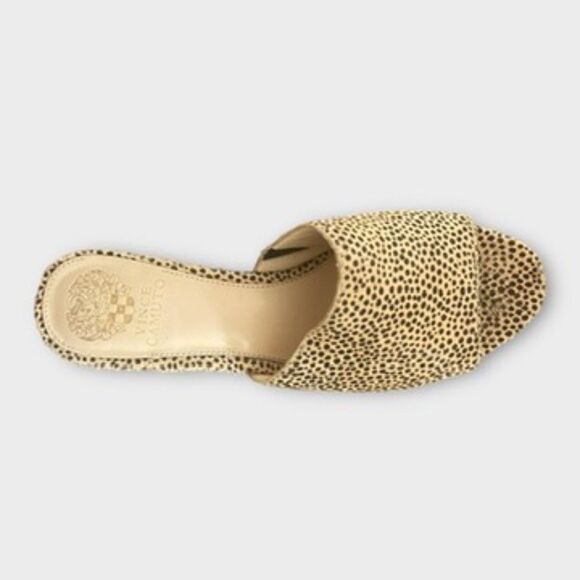 Vince Camuto Leopard Wedge Sandals Sz 8.5 – Stephena Leather Slides - Picture 2 of 8